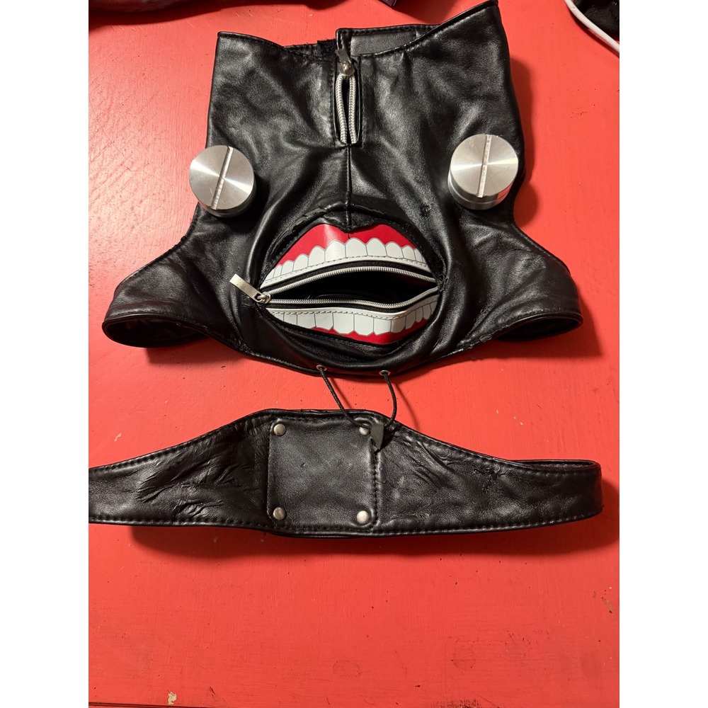 Tokyo Ghoul Ken Kaneki Cosplay Mask Black Faux Leather Adjustable Zipper Mouth